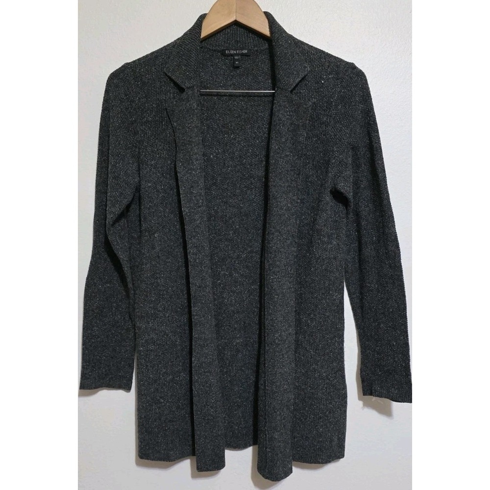 Eileen Fisher Silk Open Front Cardigan Jacket XS‎ Woman Career Casual Minimalist